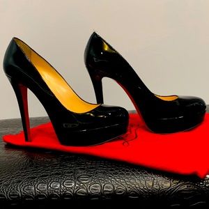 Christian Louboutin Black Patent leather Bianca 120m platform pump